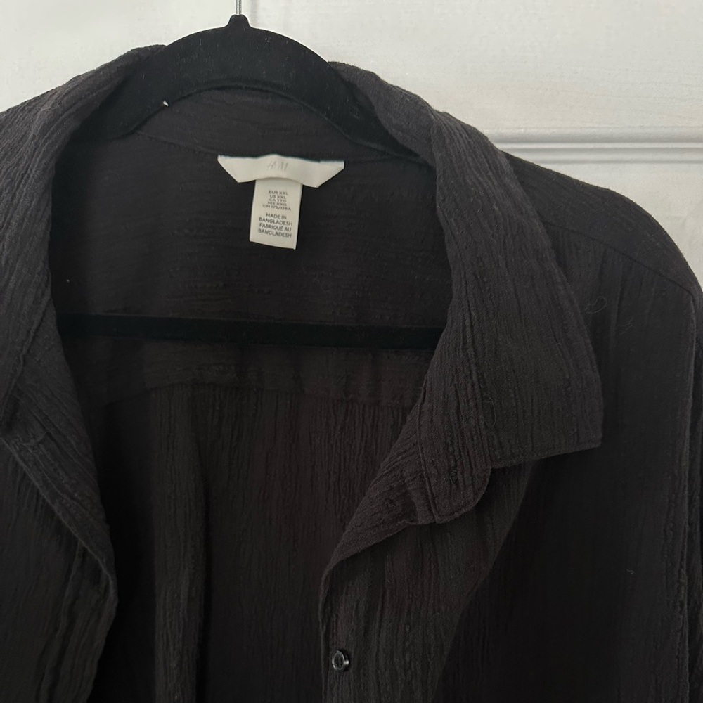 H&M Black Textured Shirt XXL Button Down